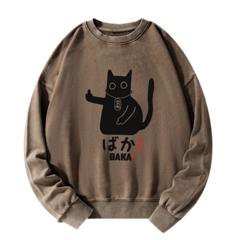 Tokyo-Tiger Japanese Baka Cat Washed Sweatshirt