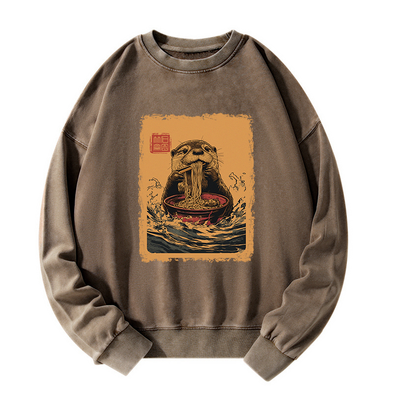Tokyo-Tiger Ramen Lover Otter  Washed Sweatshirt