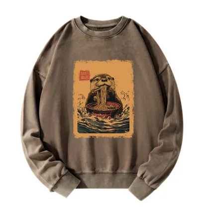 Tokyo-Tiger Ramen Lover Otter  Washed Sweatshirt