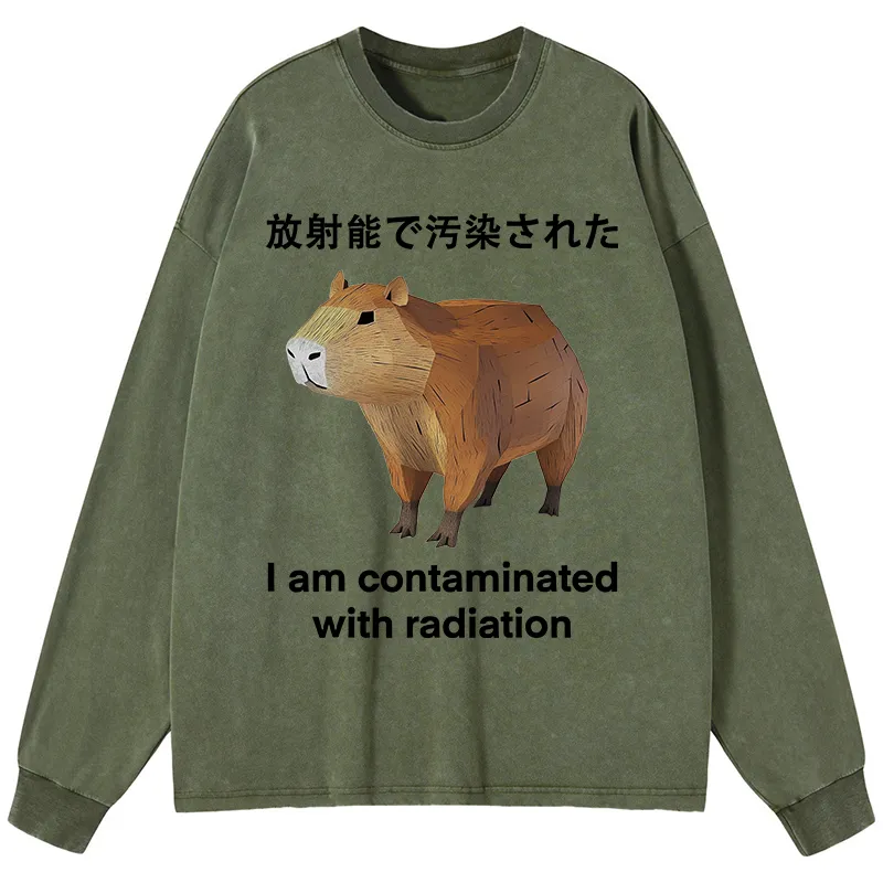 Tokyo-Tiger Capybara Contaminated By Radiation Washed Long Sleeve T-Shirt