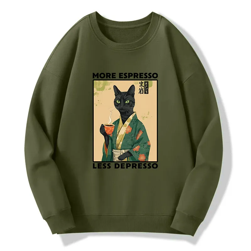 Tokyo-Tiger More Caffeine Less Sadness Circle Sweatshirt