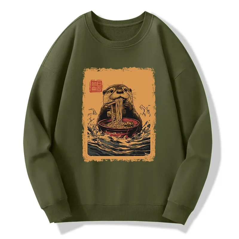 Tokyo-Tiger Ramen Lover Otter Circle Sweatshirt