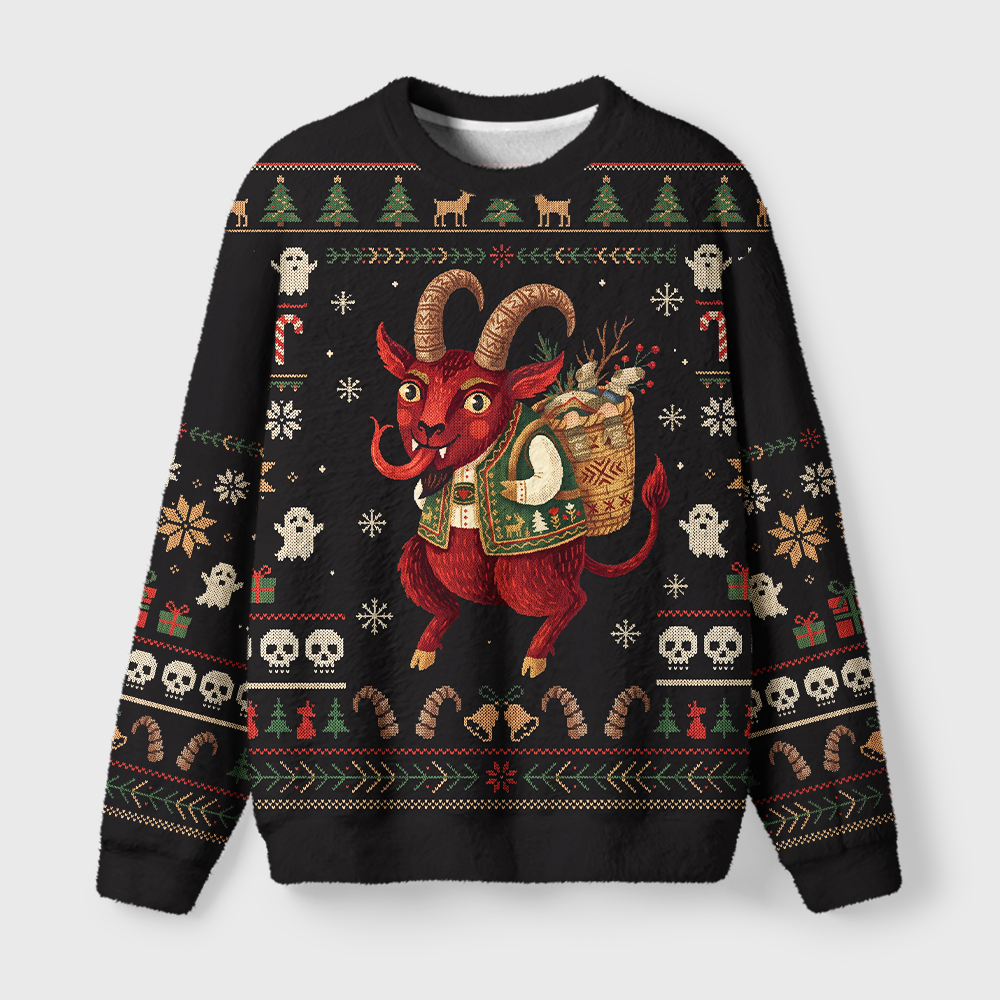 Tokyo-Tiger Gruss Vom Krampus Fuzzy Christmas Ugly Sweatshirt