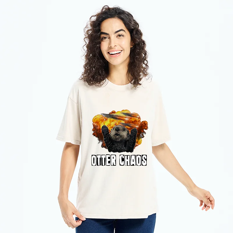 Tokyo-Tiger Utter Chaos Funny Washed T-Shirt