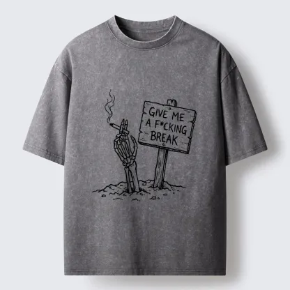 Tokyo‑Tiger Skeleton Stress Mood Washed T-Shirt