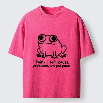 Tokyo-Tiger Funny Frog Quote Washed T-Shirt