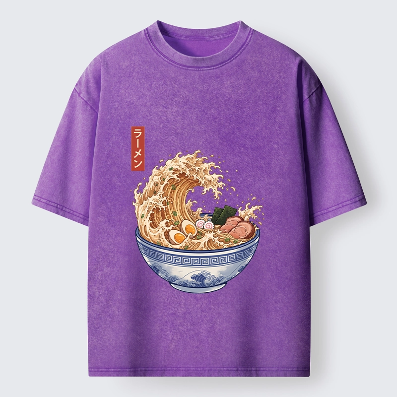 Tokyo‑Tiger Funny Wave Ramen Washed T‑Shirt