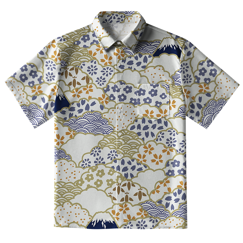 Tokyo-Tiger Blossoms Silhouettes Button-up Shirt