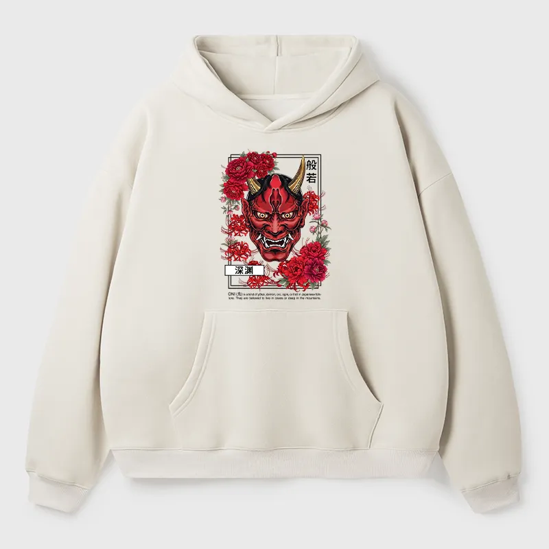 Tokyo-Tiger Cool Oni Floral Art Adult Fleece Hoodie