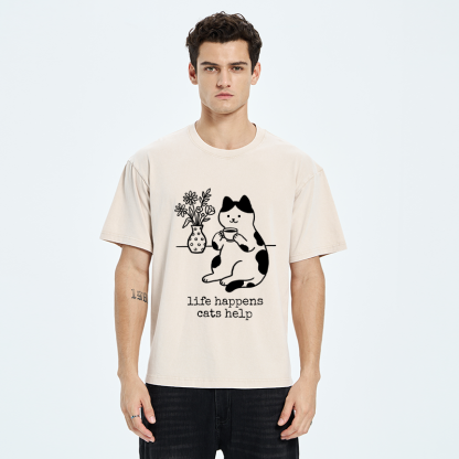 Tokyo-Tiger The "Everything's Fine"Cat Washed T-Shirt