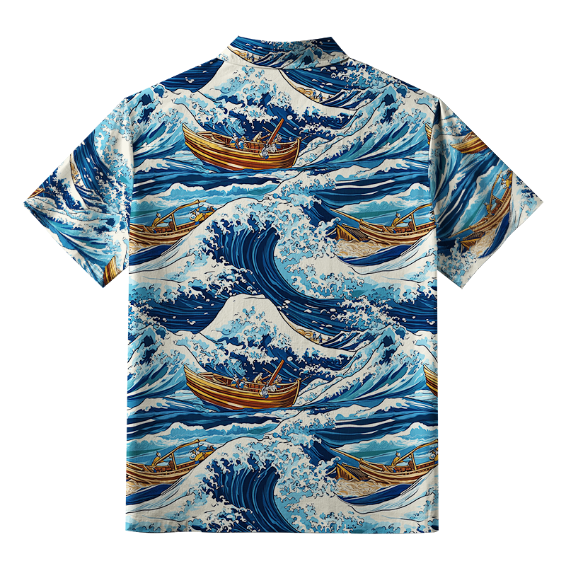 Tokyo-Tiger Nautical Adventure Wave Aloha Hawaiian Shirt