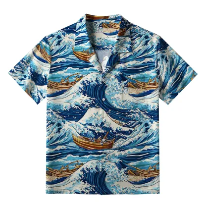 Tokyo-Tiger Nautical Adventure Wave Aloha Hawaiian Shirt