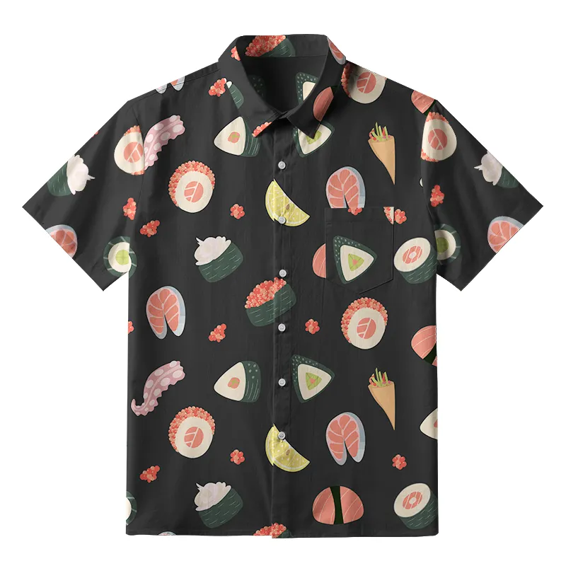 Tokyo-Tiger Tasteful Sashimi And Sushi Button-up Shirt