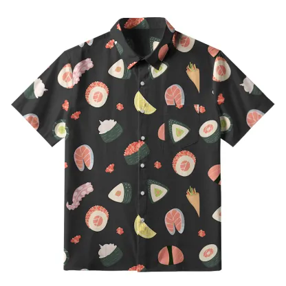 Tokyo-Tiger Tasteful Sashimi And Sushi Button-up Shirt