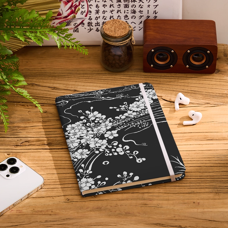 Tokyo-Tiger Flowing Waves And Sakura Notebook