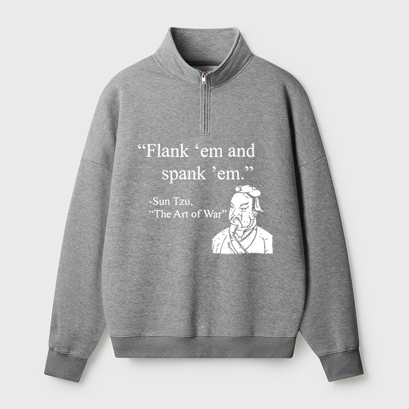 Tokyo-Tiger The Art Of War Funny Half Zip Fleece Sweatshirt