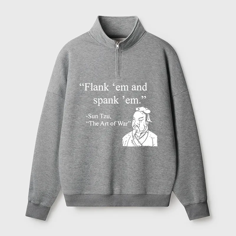 Tokyo-Tiger The Art Of War Funny Half Zip Fleece Sweatshirt