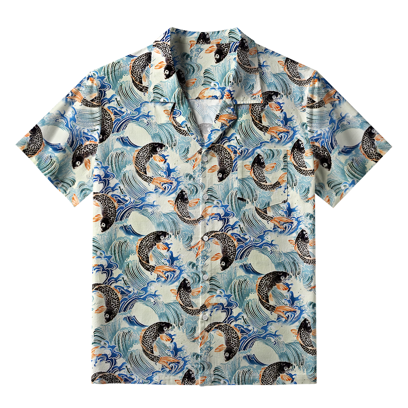 Tokyo-Tiger Koi Wave Dance Aloha Hawaiian Shirt