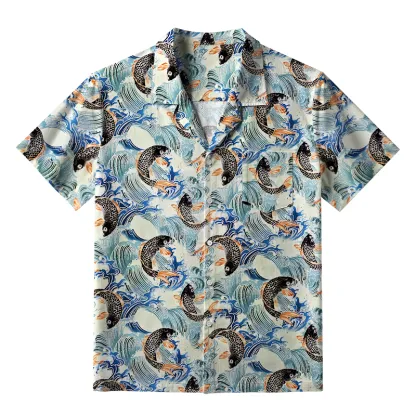 Tokyo-Tiger Koi Wave Dance Aloha Hawaiian Shirt