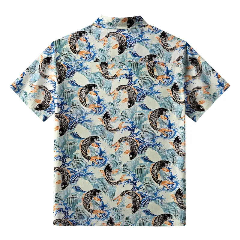 Tokyo-Tiger Koi Wave Dance Button-up Shirt