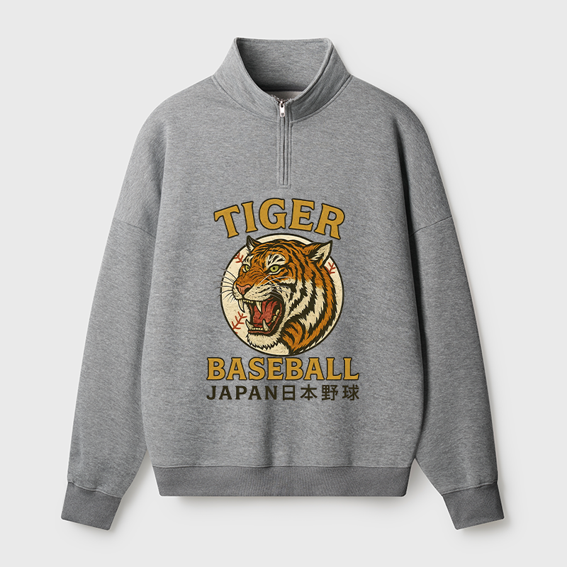 Tokyo-Tiger Osaka Japan Baseball Team Half Zip Fleece Sweatshirt