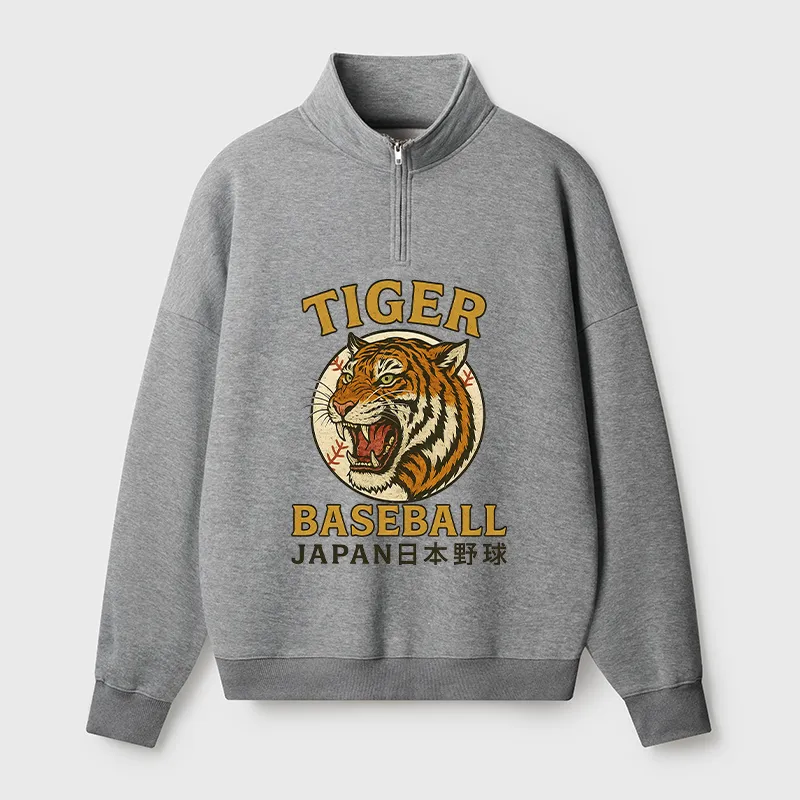 Tokyo-Tiger Osaka Japan Baseball Team Half Zip Fleece Sweatshirt