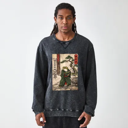 Tokyo-Tiger Samurai Frog Training Washed Terry Sweatshirt