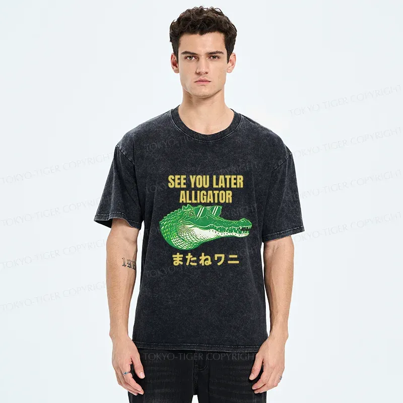 Tokyo-Tiger See you soon Crocodile Washed T-Shirt