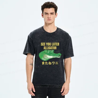 Tokyo-Tiger See you soon Crocodile Washed T-Shirt