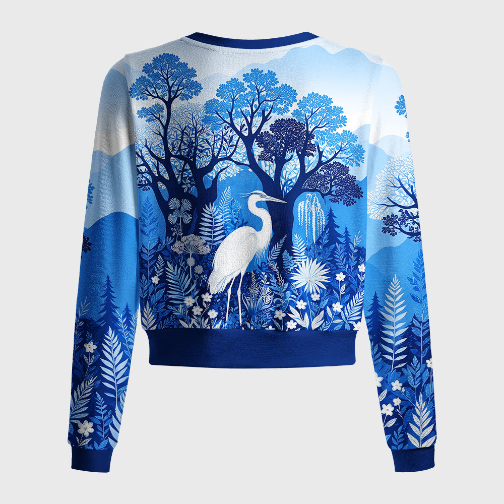 Tokyo-Tiger Blue Forest White Heron Women's Lightweight Cardigan