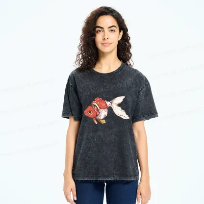 Tokyo-Tiger Goldfish Sushi Washed T-Shirt