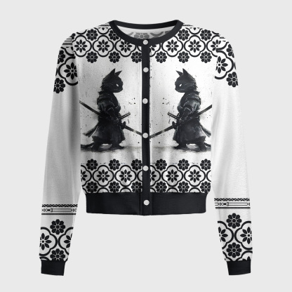 Tokyo-Tiger The Way of the Samurai Cat Women's Lightweight Cardigan