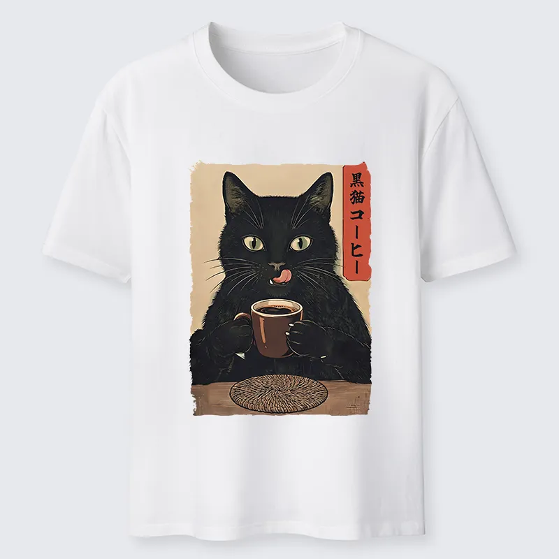 Tokyo-Tiger Vintage Black Cat Coffee Art Classic T-Shirt