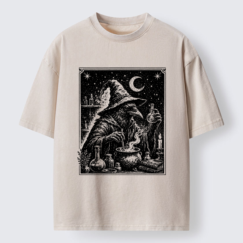 Tokyo-Tiger Funny Magical Raven Washed T-Shirt