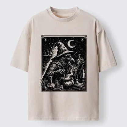 Tokyo-Tiger Funny Magical Raven Washed T-Shirt