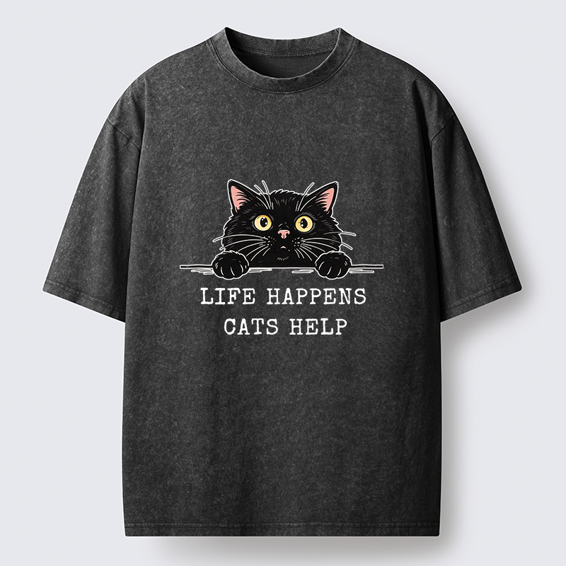 Tokyo-Tiger Cat Brings Solace To Life Washed T-Shirt