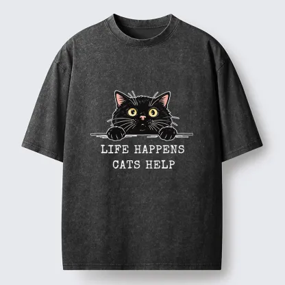 Tokyo-Tiger Cat Brings Solace To Life Washed T-Shirt