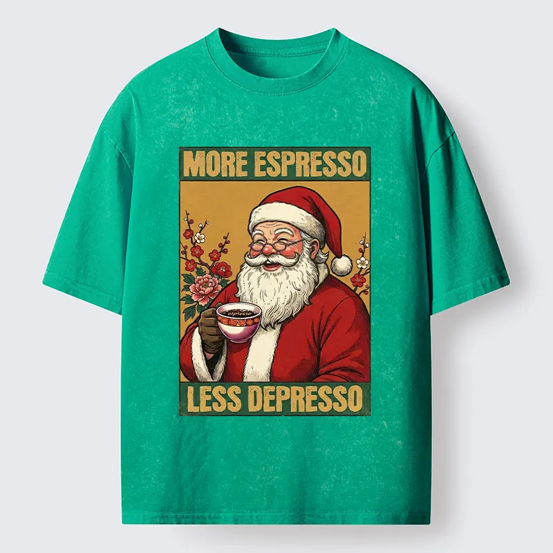 Tokyo‑Tiger Funny Santa Coffee Meme Washed T‑Shirt Sale