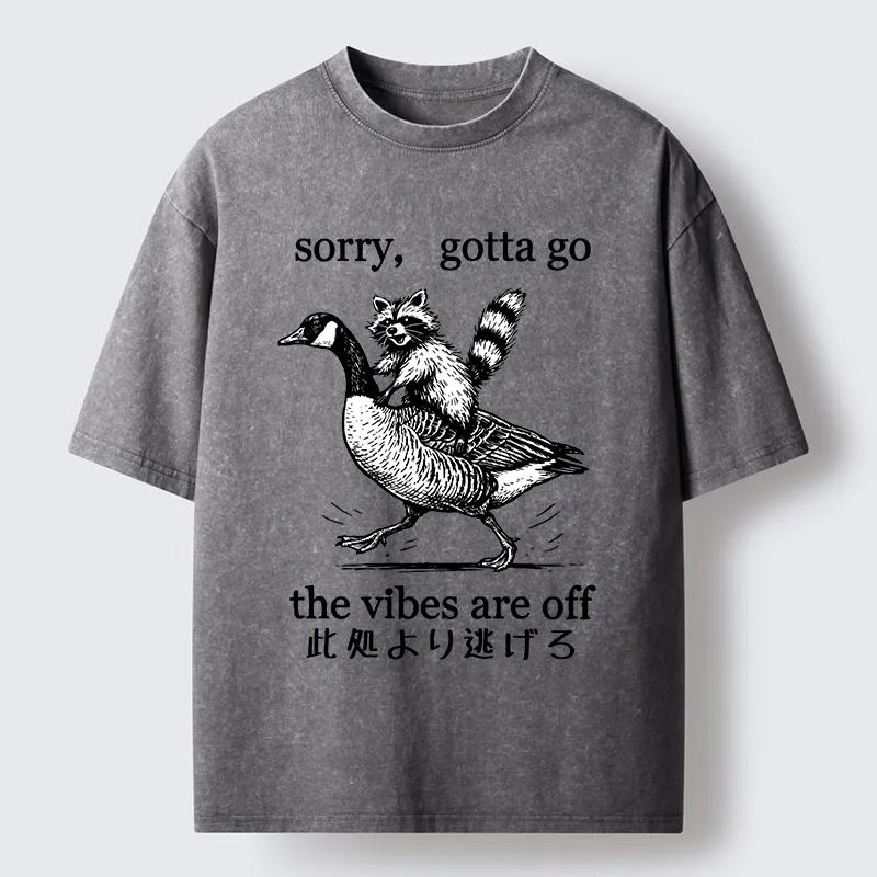 Tokyo‑Tiger Raccoon Goose Escape Washed T-Shirt
