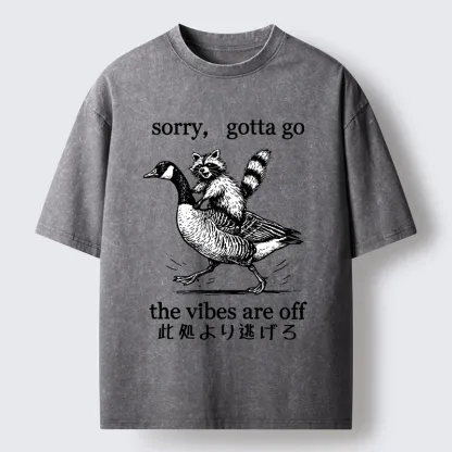 Tokyo‑Tiger Raccoon Goose Escape Washed T-Shirt