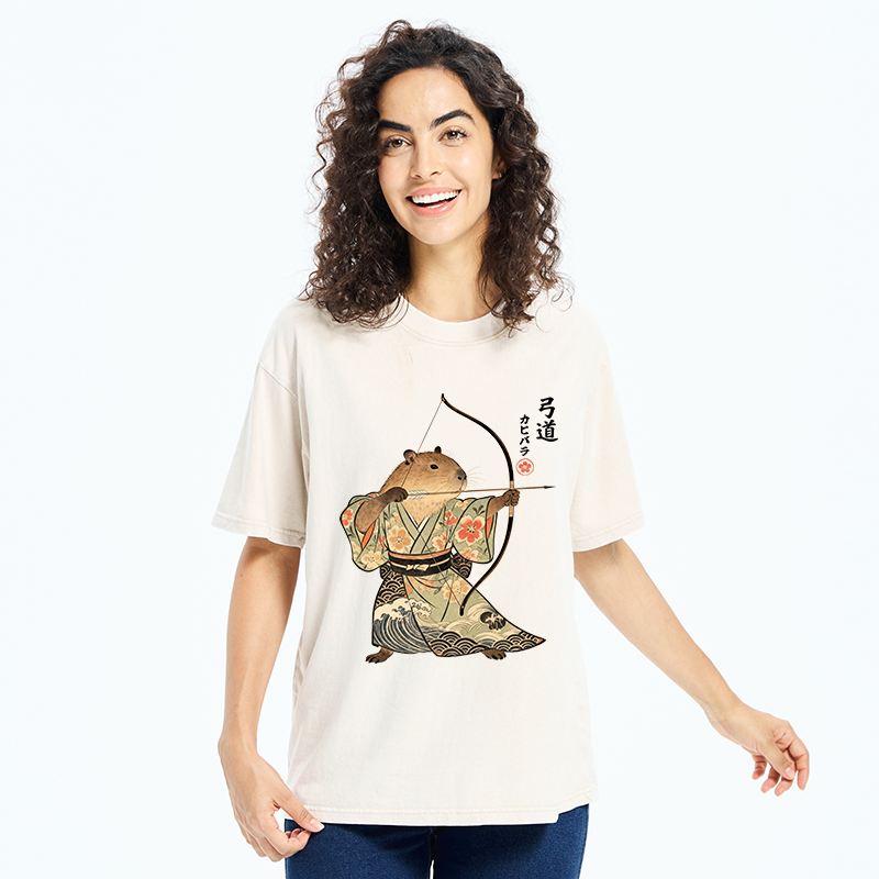 Tokyo-Tiger Capybara Archery Washed T-Shirt