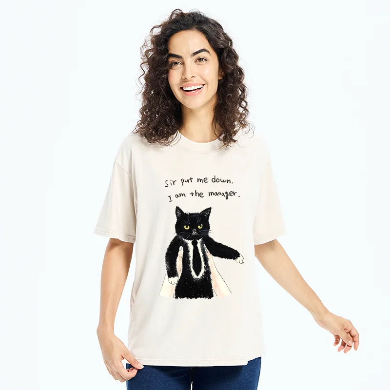 Tokyo-Tiger Cat Manager Funny Washed T-Shirt