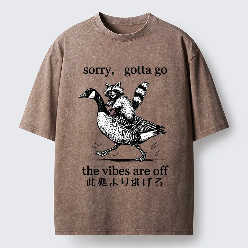 Tokyo‑Tiger Raccoon Goose Escape Washed T-Shirt