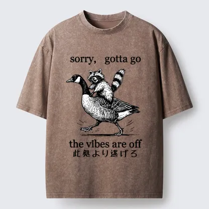 Tokyo‑Tiger Raccoon Goose Escape Washed T-Shirt