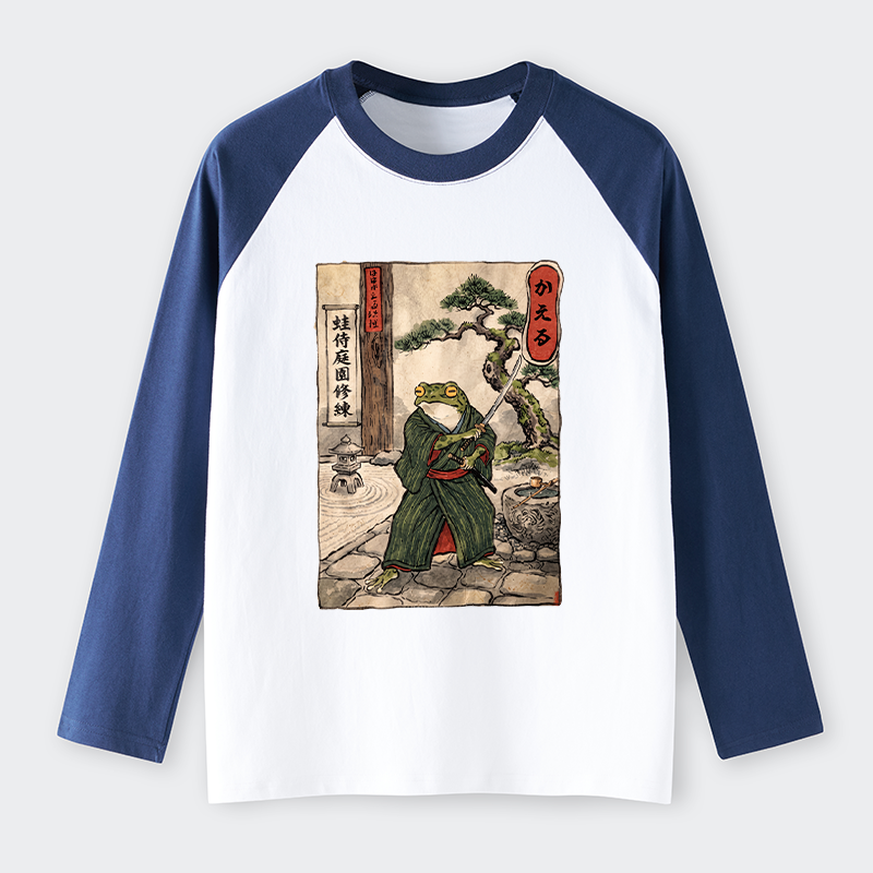 Tokyo-Tiger Samurai Frog Training Raglan Long Sleeve T-shirt