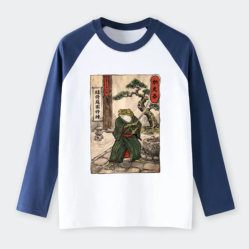 Tokyo-Tiger Samurai Frog Training Raglan Long Sleeve T-shirt