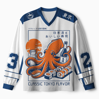 Tokyo-Tiger Tokyo Octopus Sushi Paneled Long Sleeve Jersey