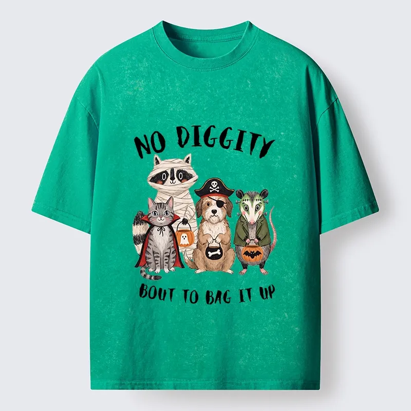 Tokyo‑Tiger Funny Halloween Crew Washed T‑Shirt