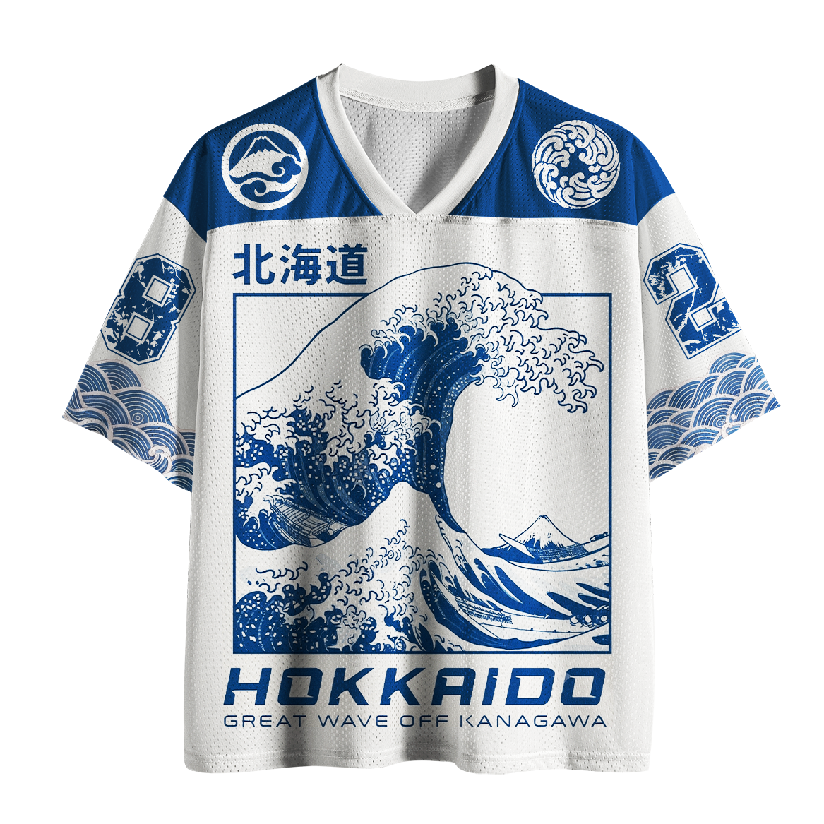 Tokyo-Tiger Vintage Ukiyo-e Great Wave Hokkaido Mesh Jersey