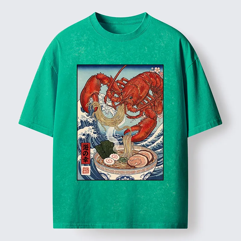 Tokyo-Tiger Lobster Ramen Wave Washed T-Shirt